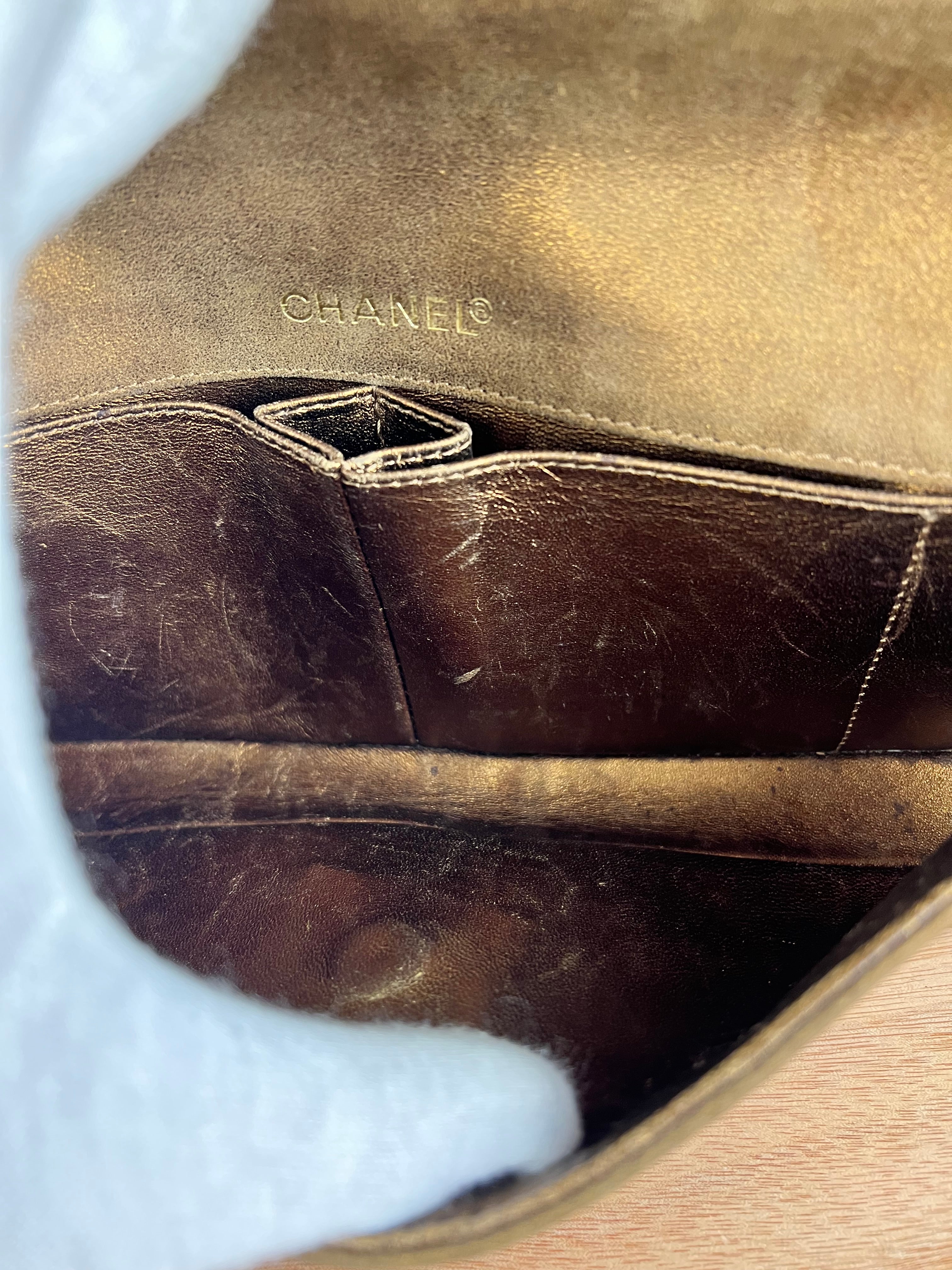 Chanel 2002 Gold Retro Tale East West Chain Flap