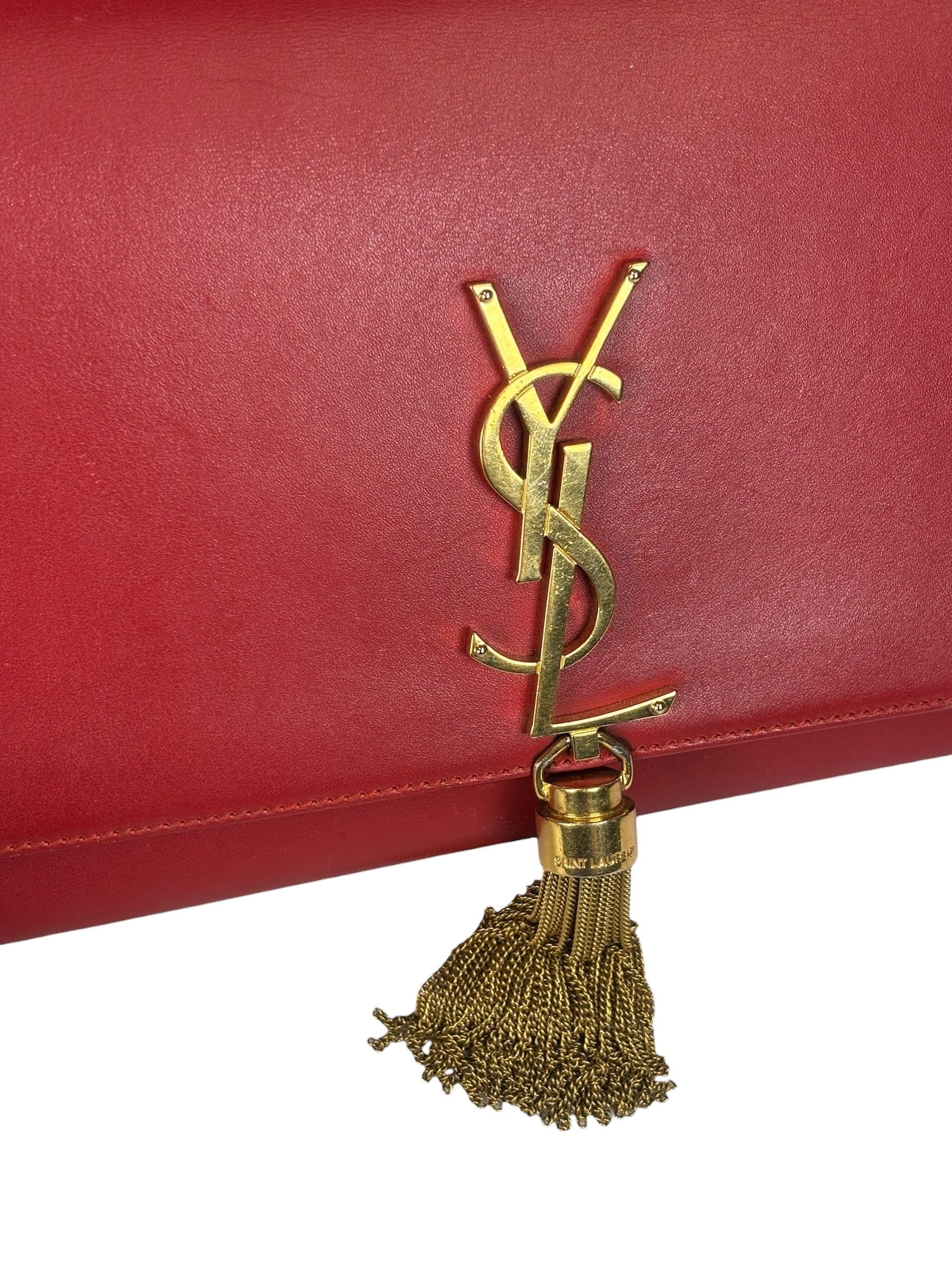 Yves Saint Laurent Red Leather Medium Kate Shoulder Bag