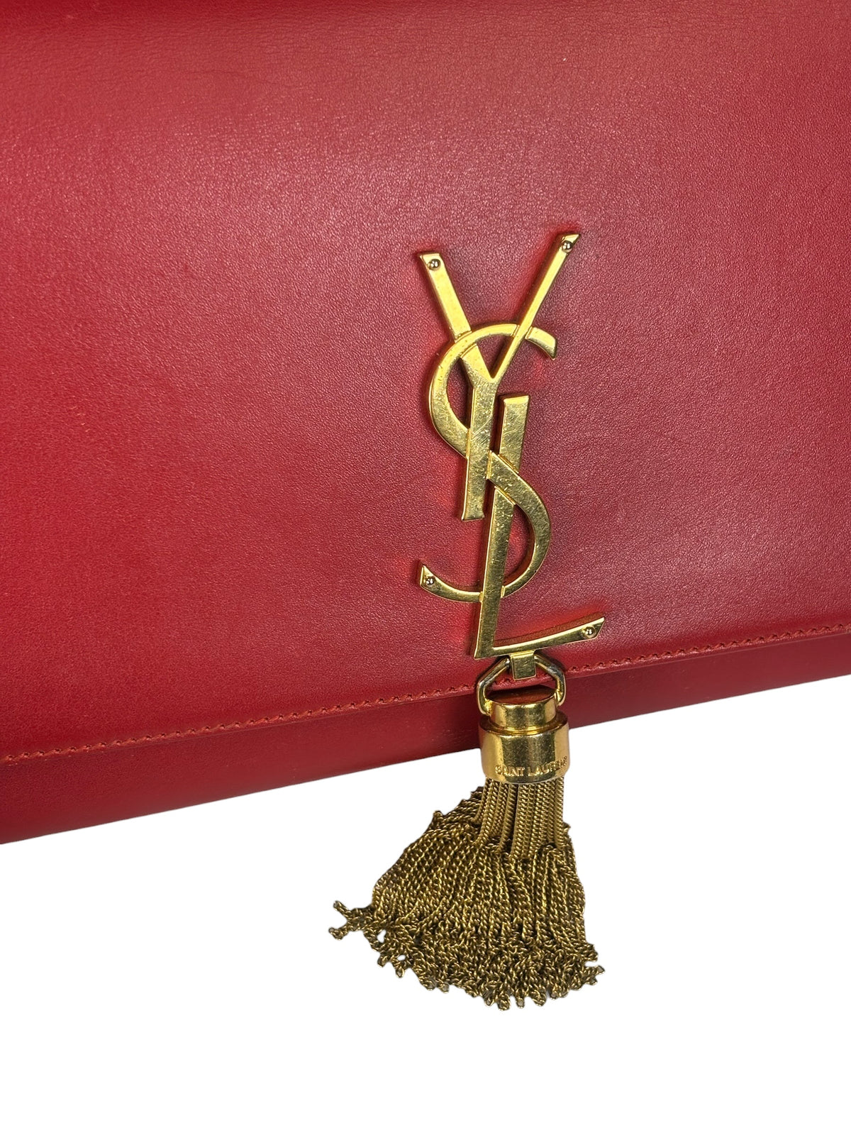 Yves Saint Laurent Red Leather Medium Kate Shoulder Bag