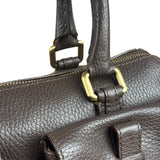 Burberry Vintage Brown Pebbled Leather Double Pocket Satchel Handbag