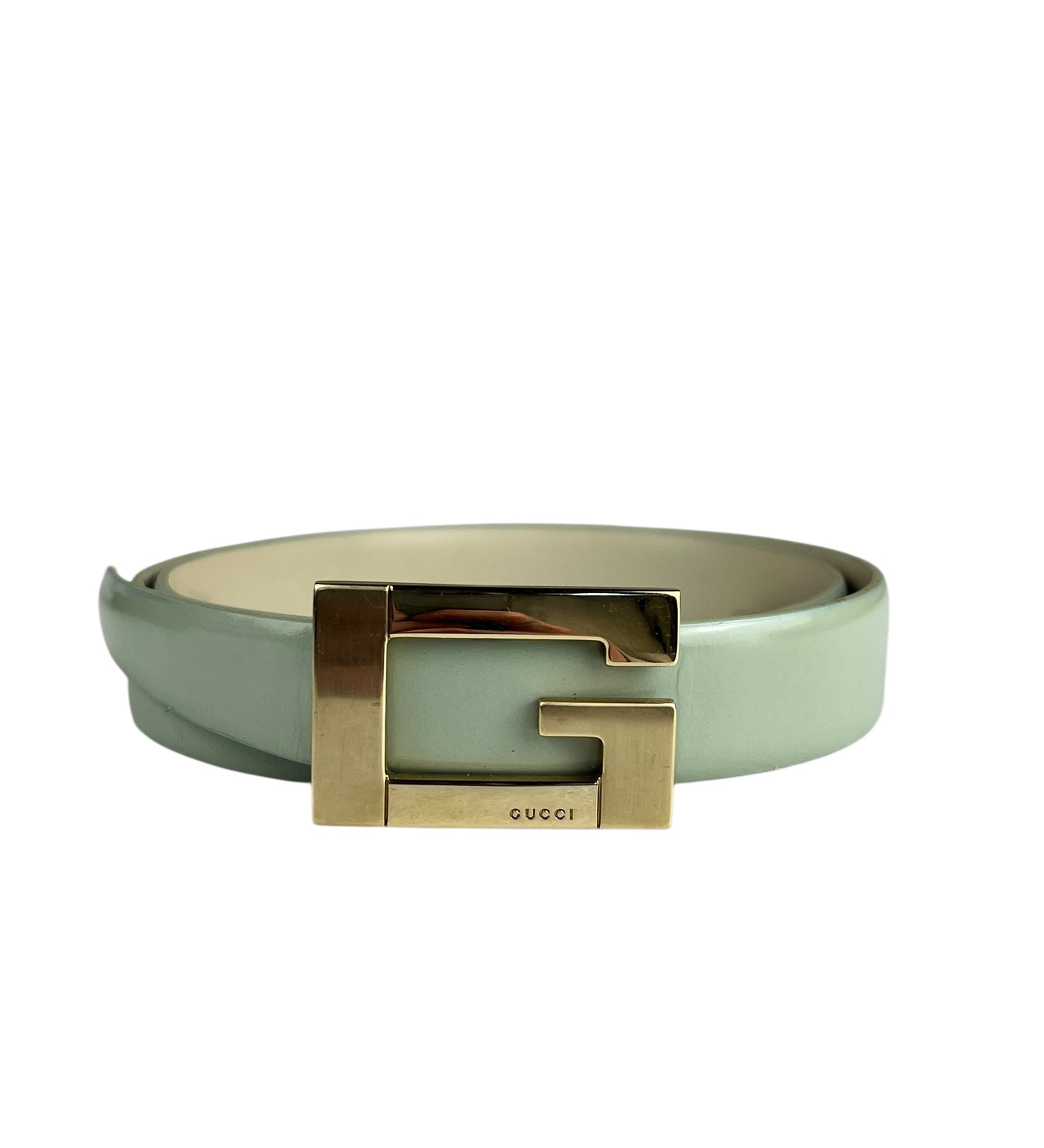 Gucci G Logo Thin Leather Mint Belt