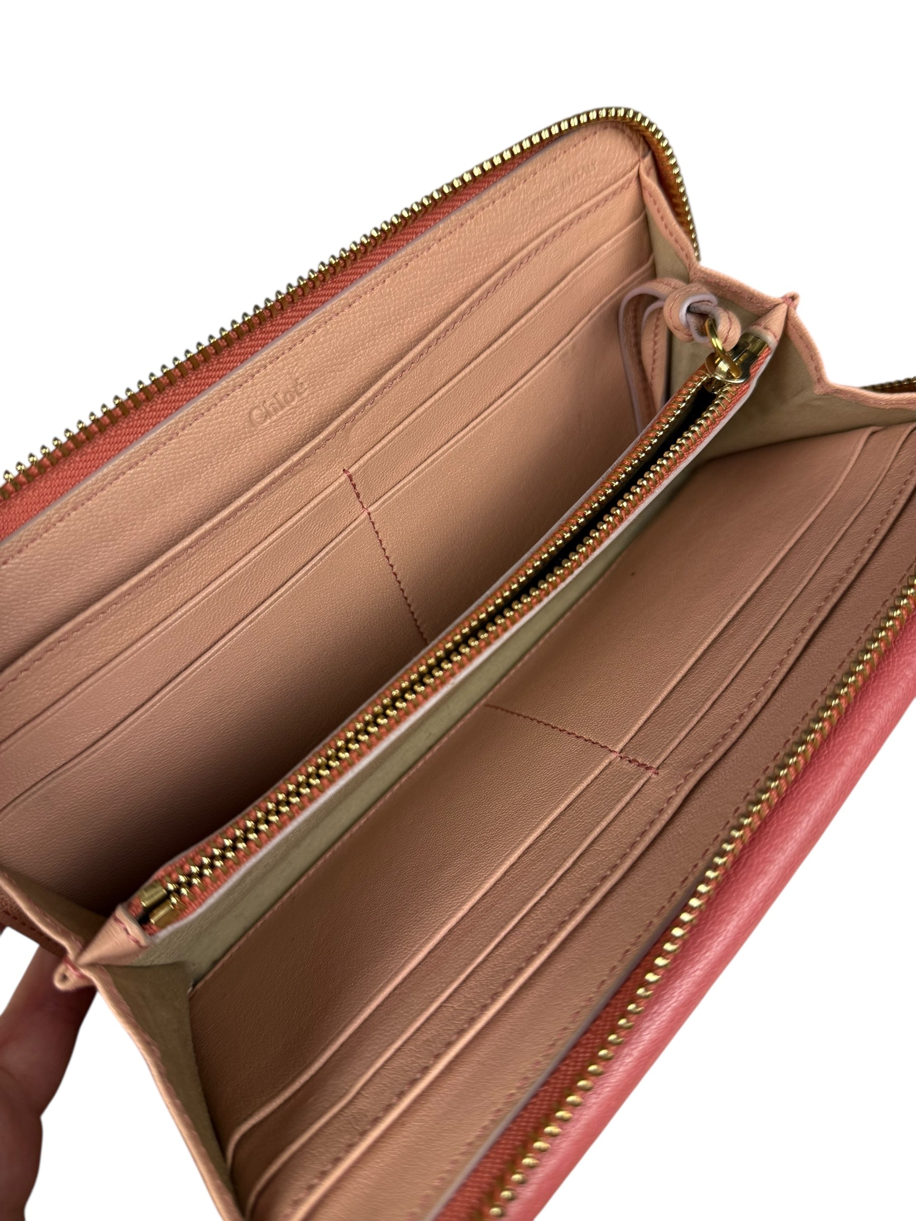 Chloe Pink Leather Envelope Long Wallet