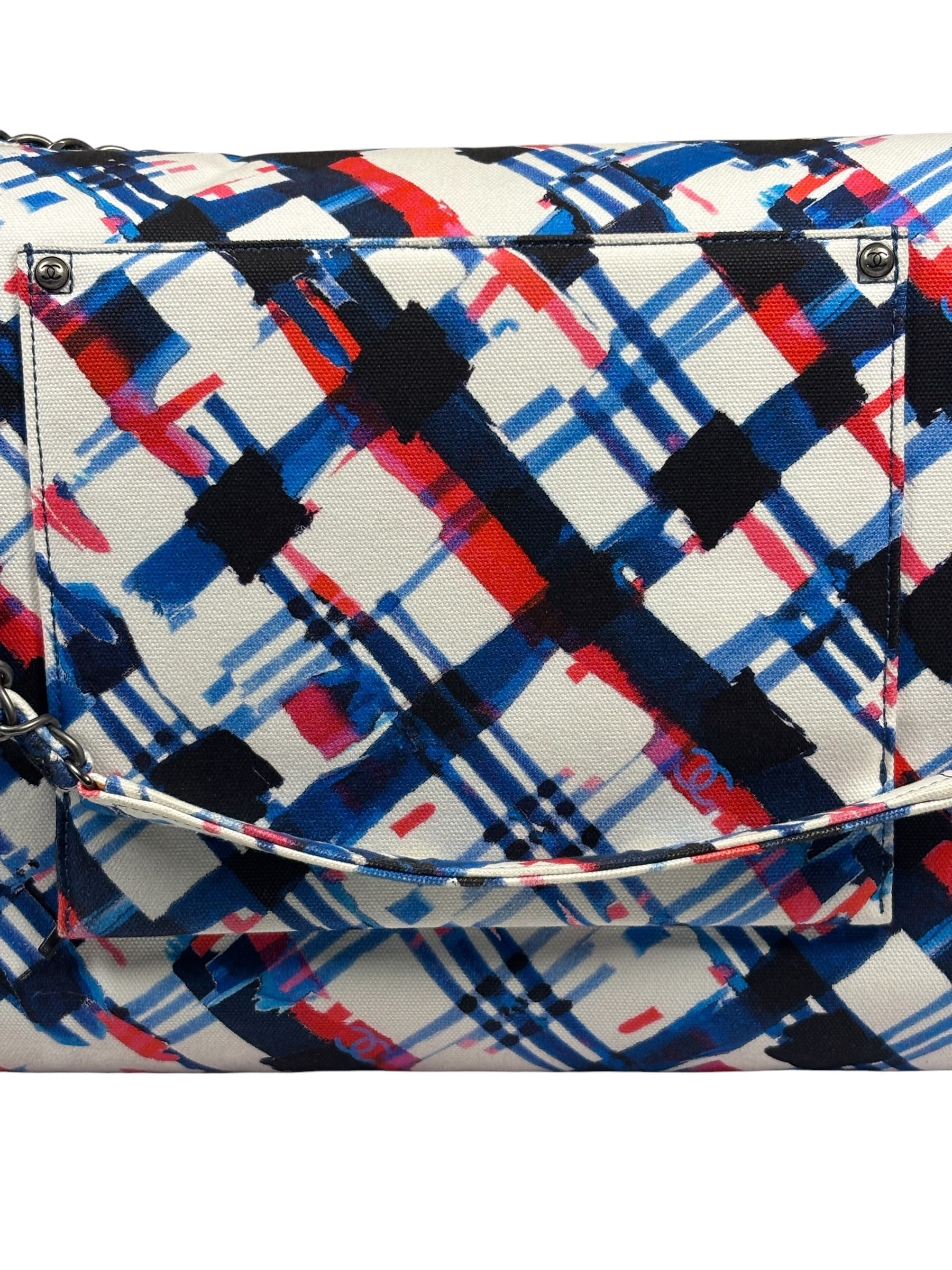Chanel White-Multi Canvas Airline Printed XXL Travel Flap Bag 2016