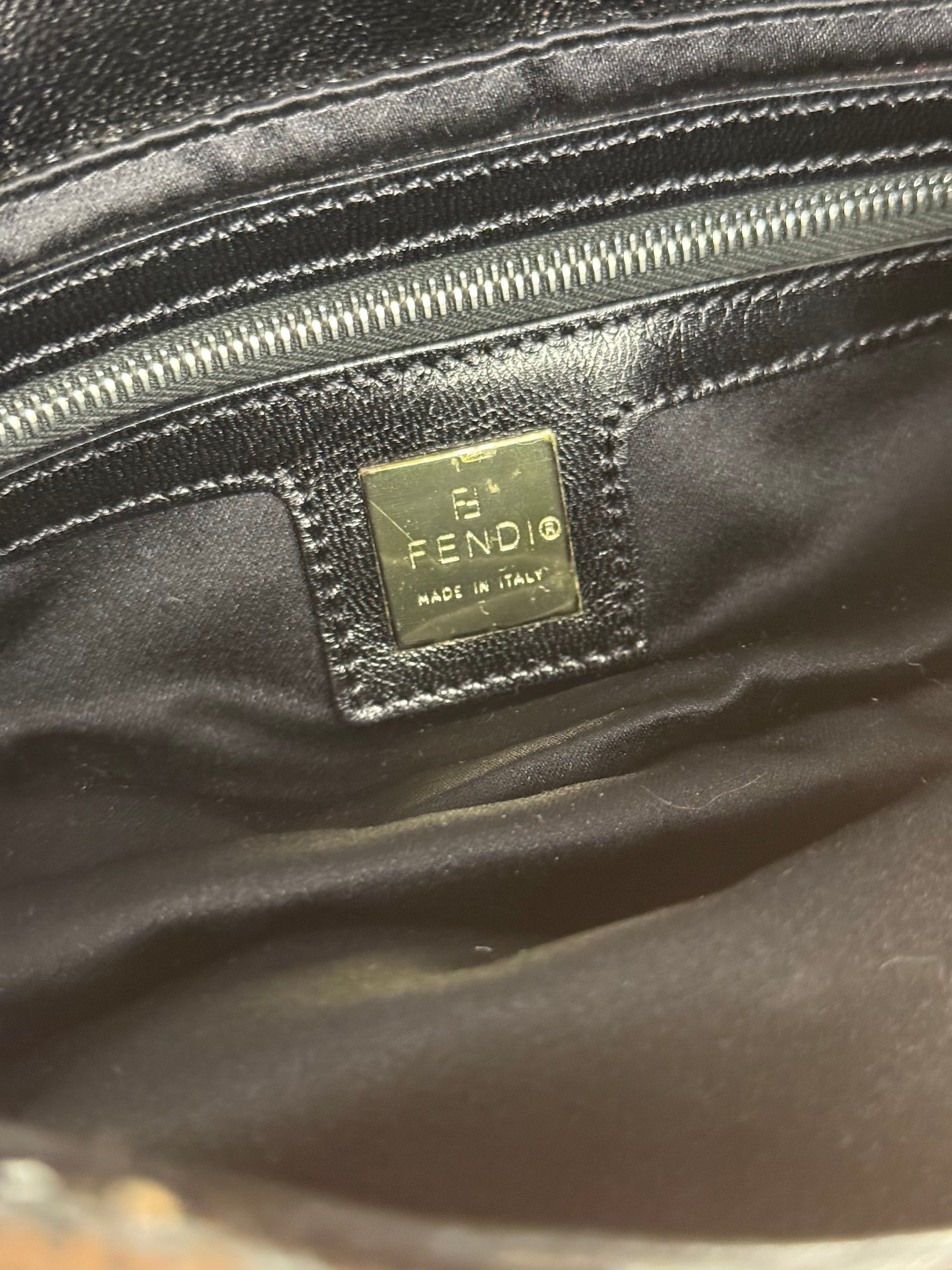 Fendi Vintage Black Sequin Baguette Shoulder Bag