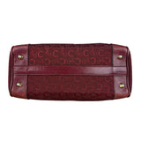 Celine Vintage Burgundy Macadam Print Mini Boston Handbag