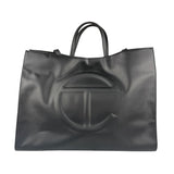 Telfar Black Leather Unisex Shopping Bag