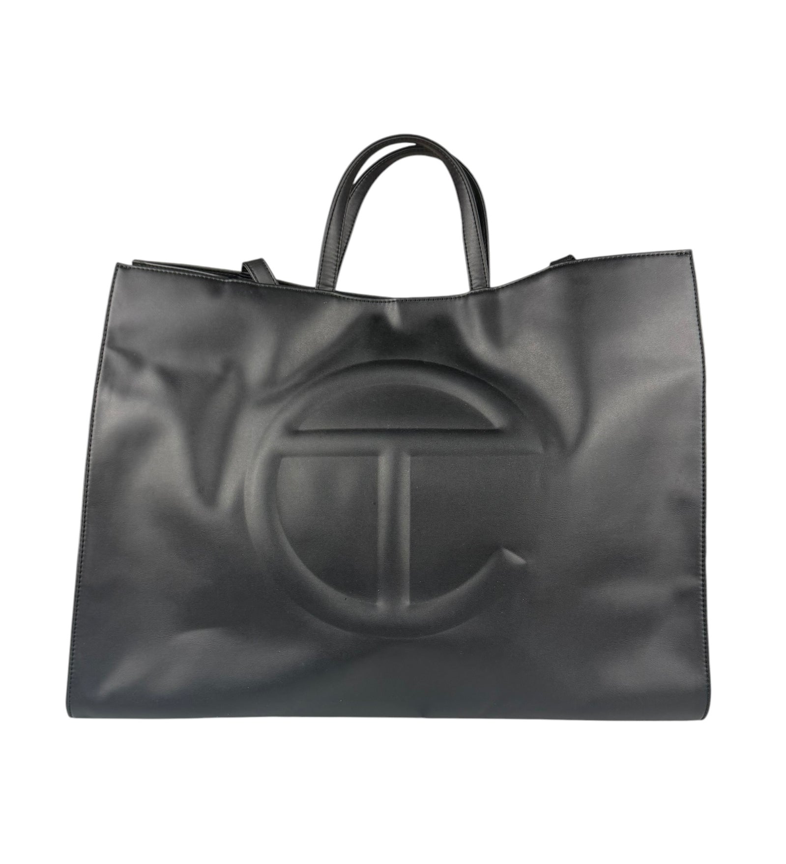 Telfar Black Leather Unisex Shopping Bag