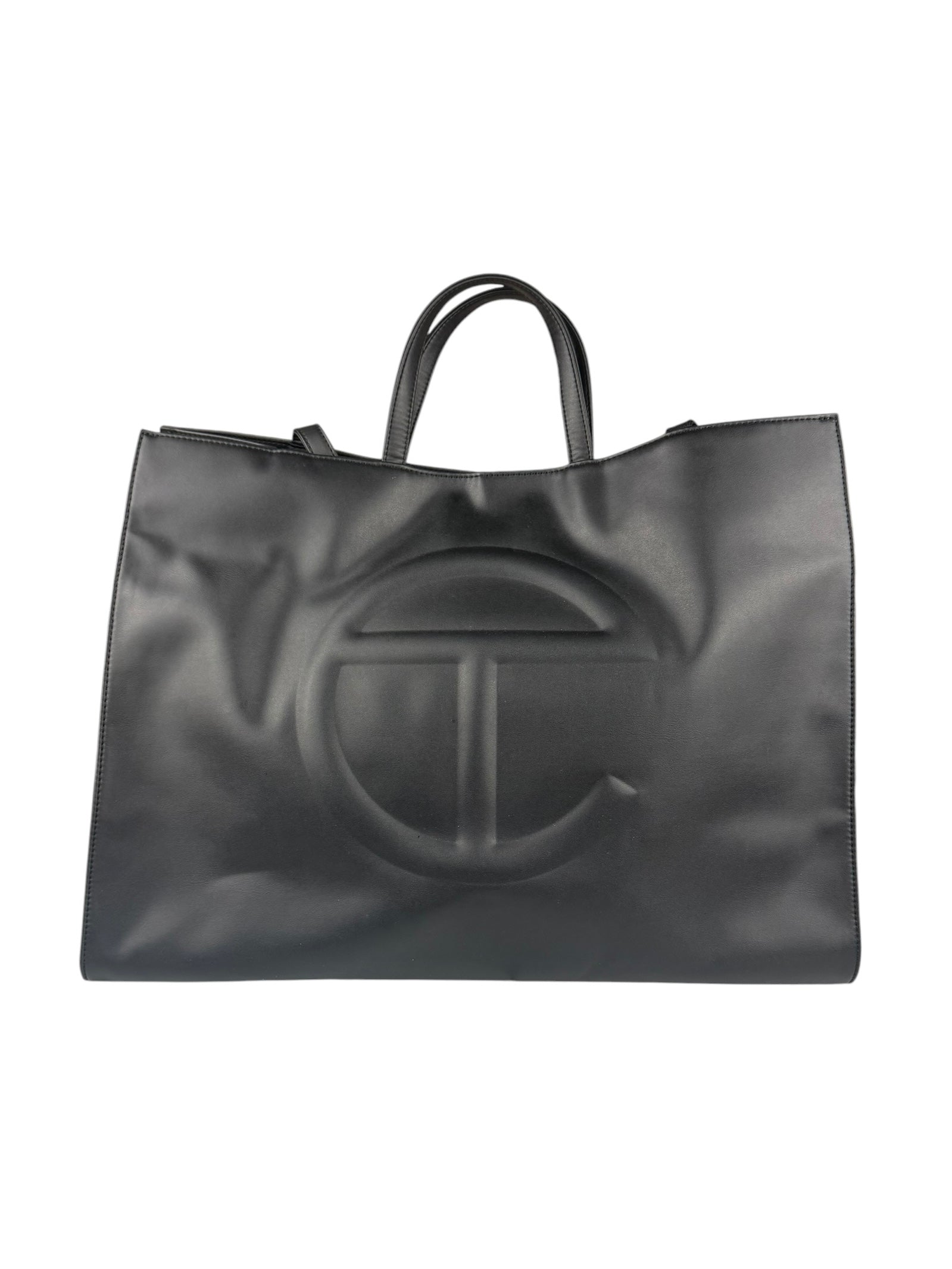 Telfar Black Leather Unisex Shopping Bag