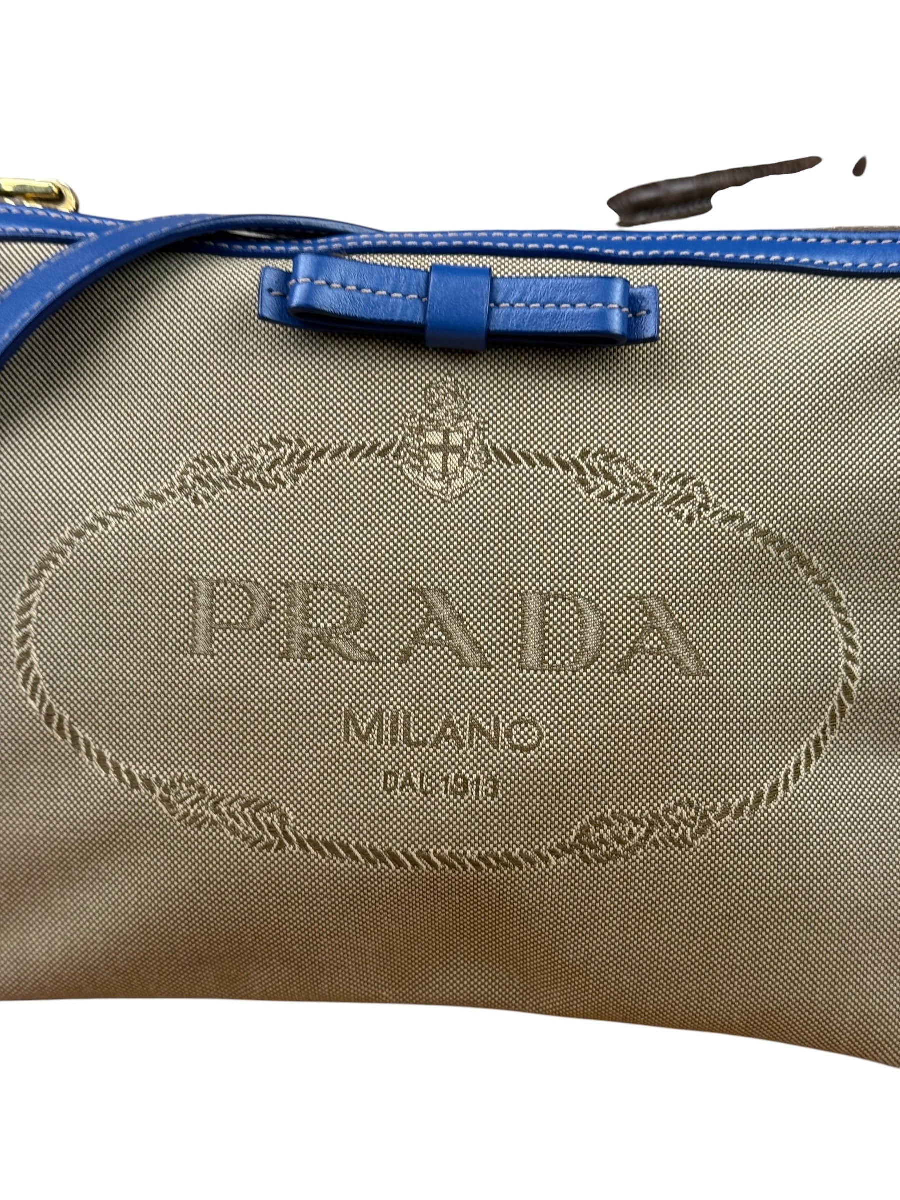 Prada Beige/Blue Jacquard Crossbody Bag