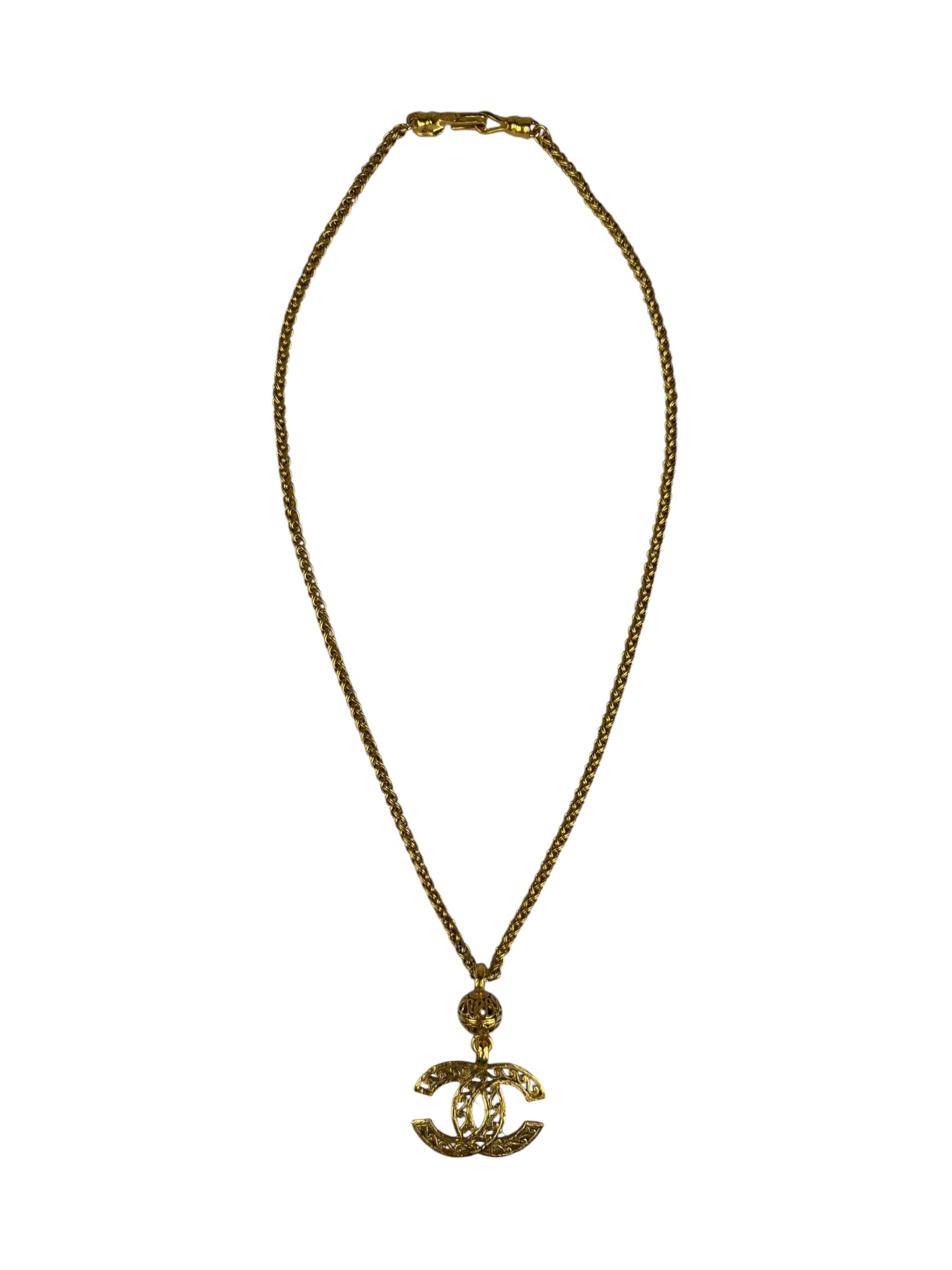 Chanel Vintage CC Logo Filigree Ball Pendant -1995