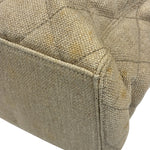 Chanel Vintage Beige Quilted Denim  Tortoise Tote 1996