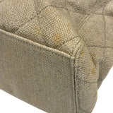 Chanel Vintage Beige Quilted Denim  Tortoise Tote 1996