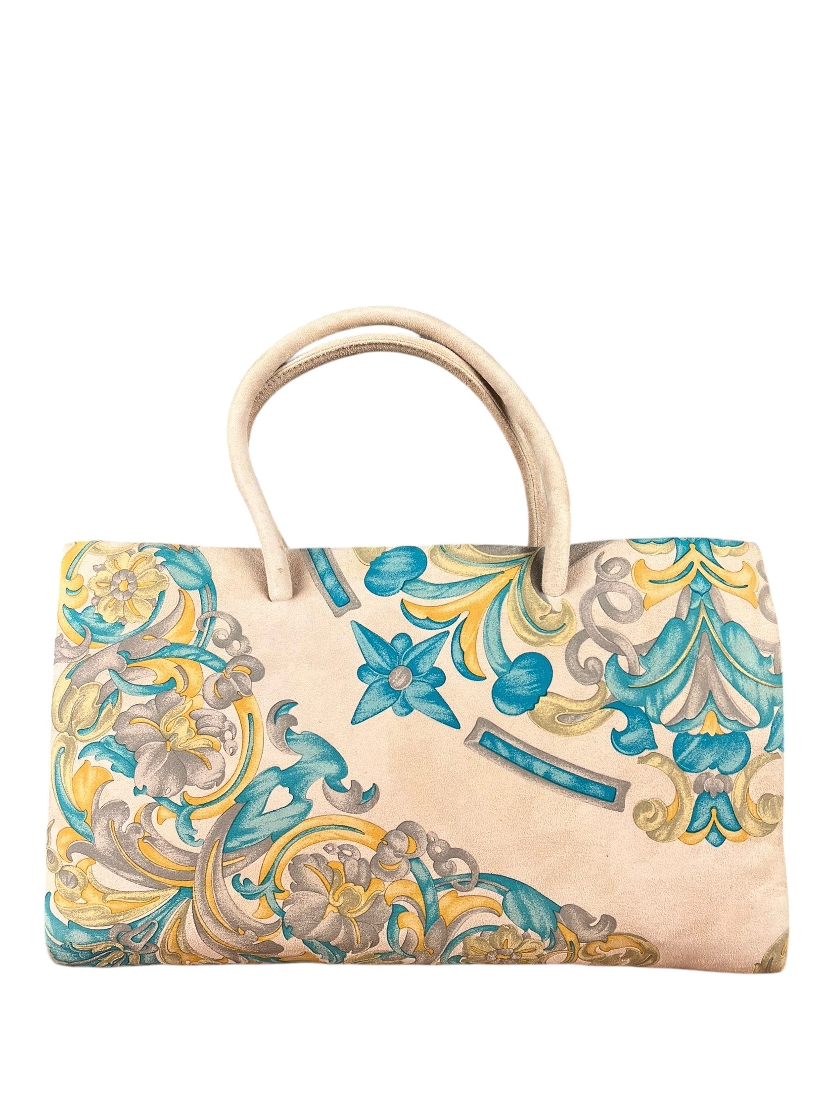 Loewe Vintage Floral Print Suede Handbag