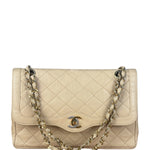 Chanel Beige Quilted CC Vintage Double Flap Bag 90s