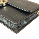 Gucci Black Interlocking G Leather Wallet on Chain