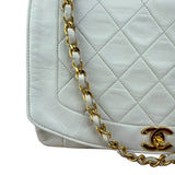 Chanel Vintage White Leather Diana Flap Shoulder Bag 1989