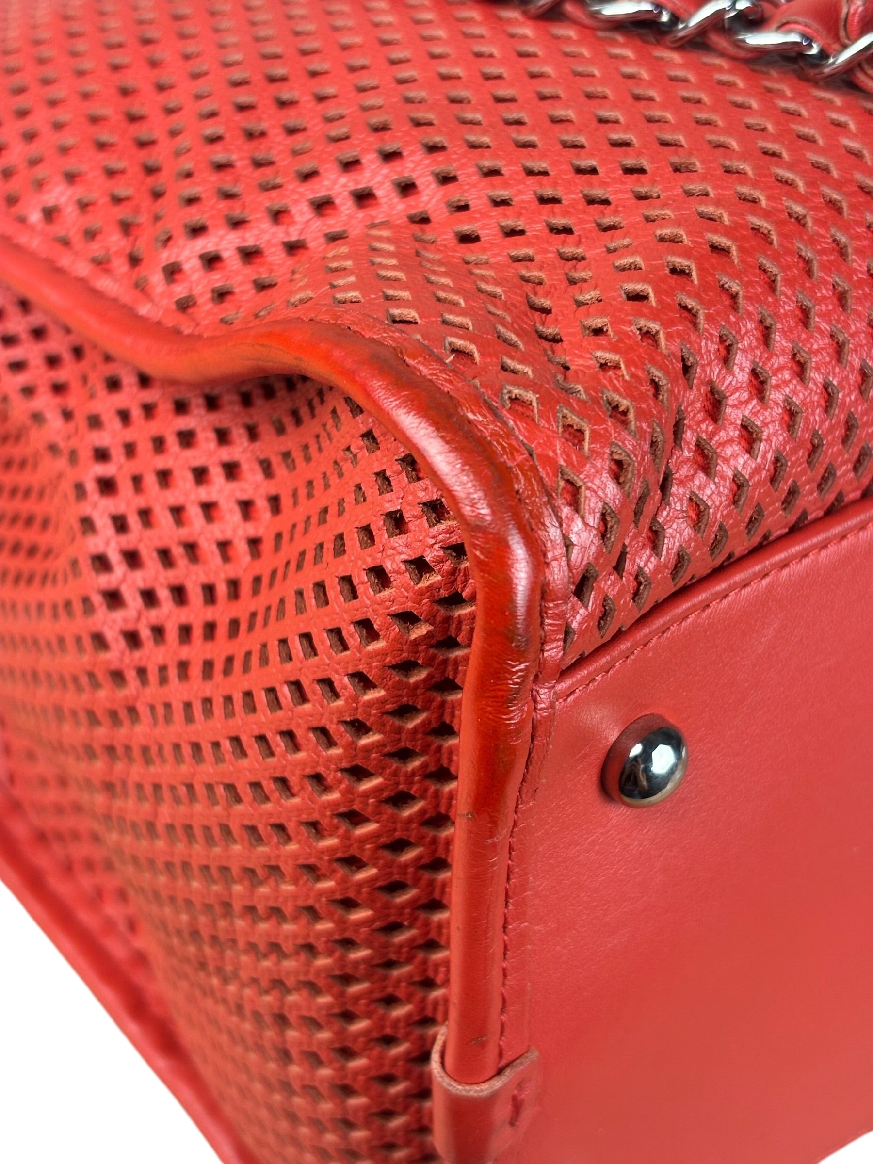Chanel Red Perforated Leather Up in the Air 2Way Tote 2014
