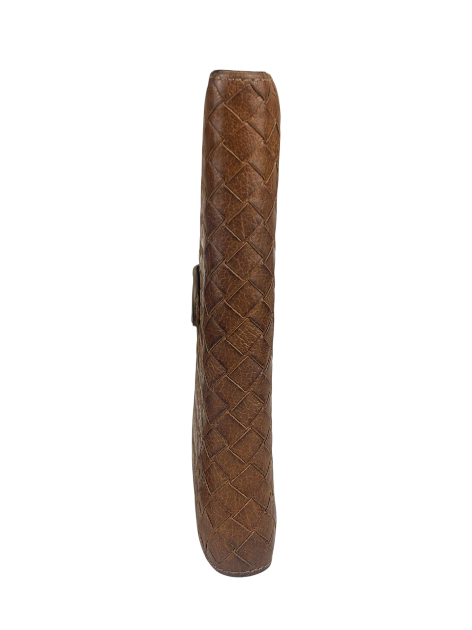Bottega Veneta Vintage Brown Leather Woven Intrecciato Wallet