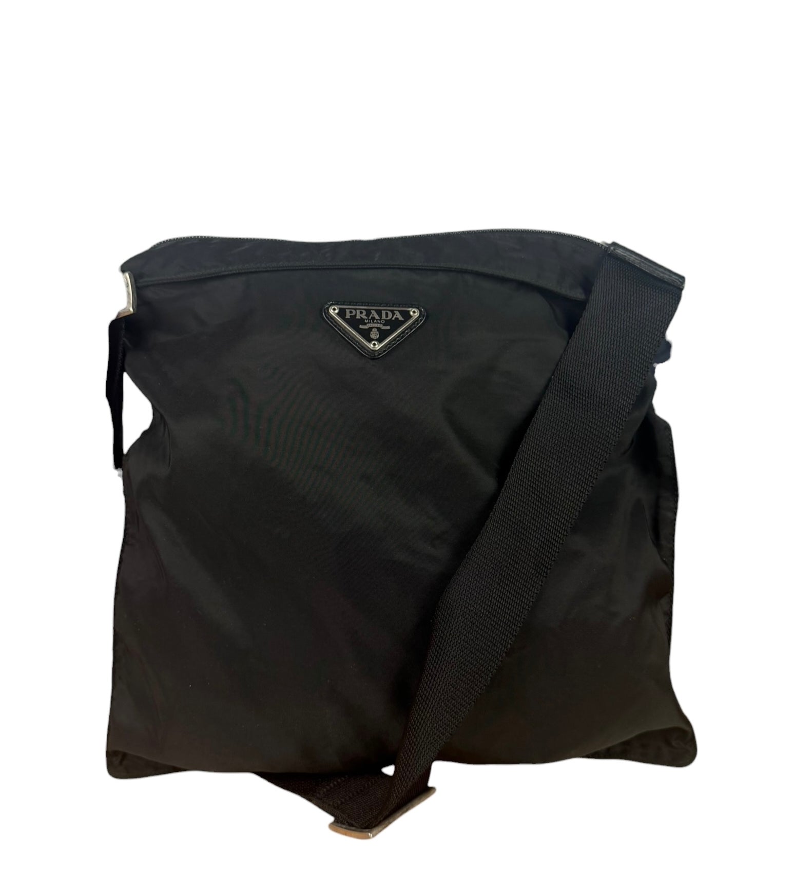 Prada Black Tessuto Nylon Flat Tote Bag