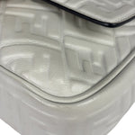Fendi White Leather FF Flap Baguette