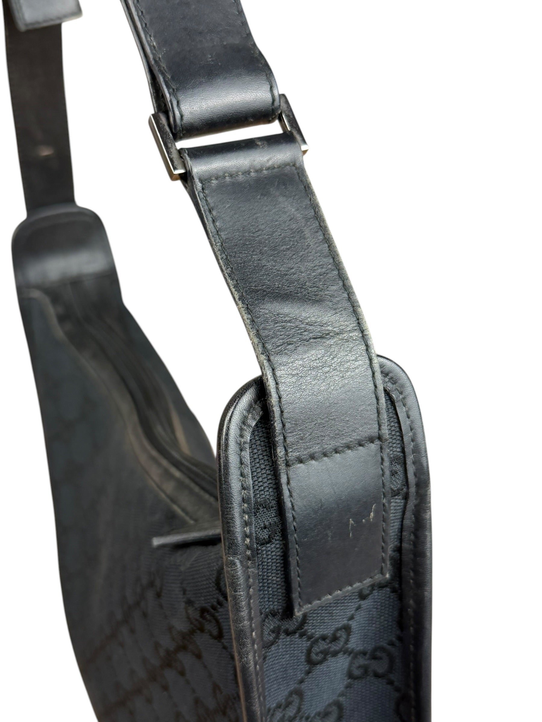 Gucci Vintage Black GG Canvas Shoulder Bag