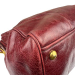 Miu Miu Amaranth Vitello Shine Leather Double Zip 2Way Handbag