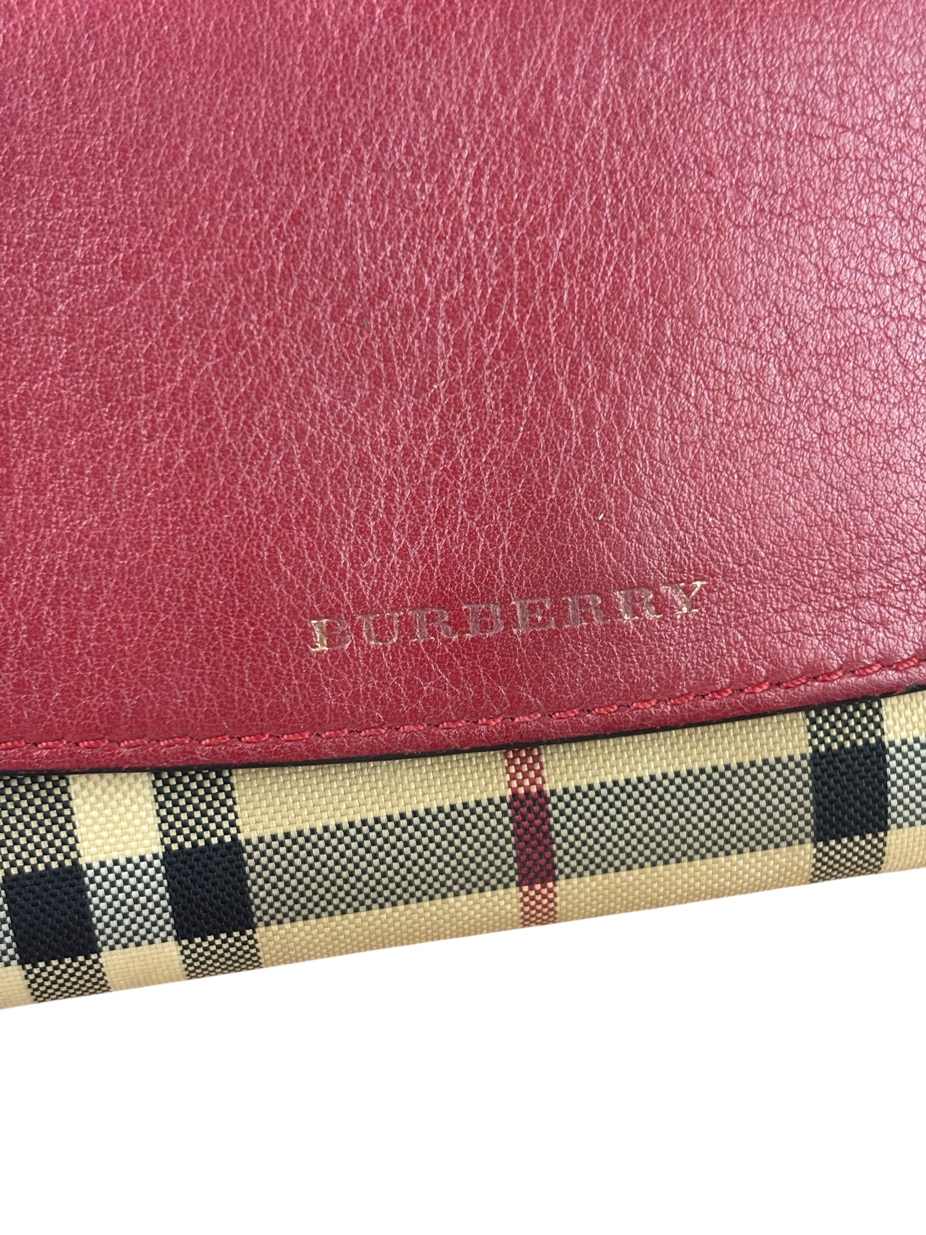 Burberry Red Leather House Check Continental Long Wallet