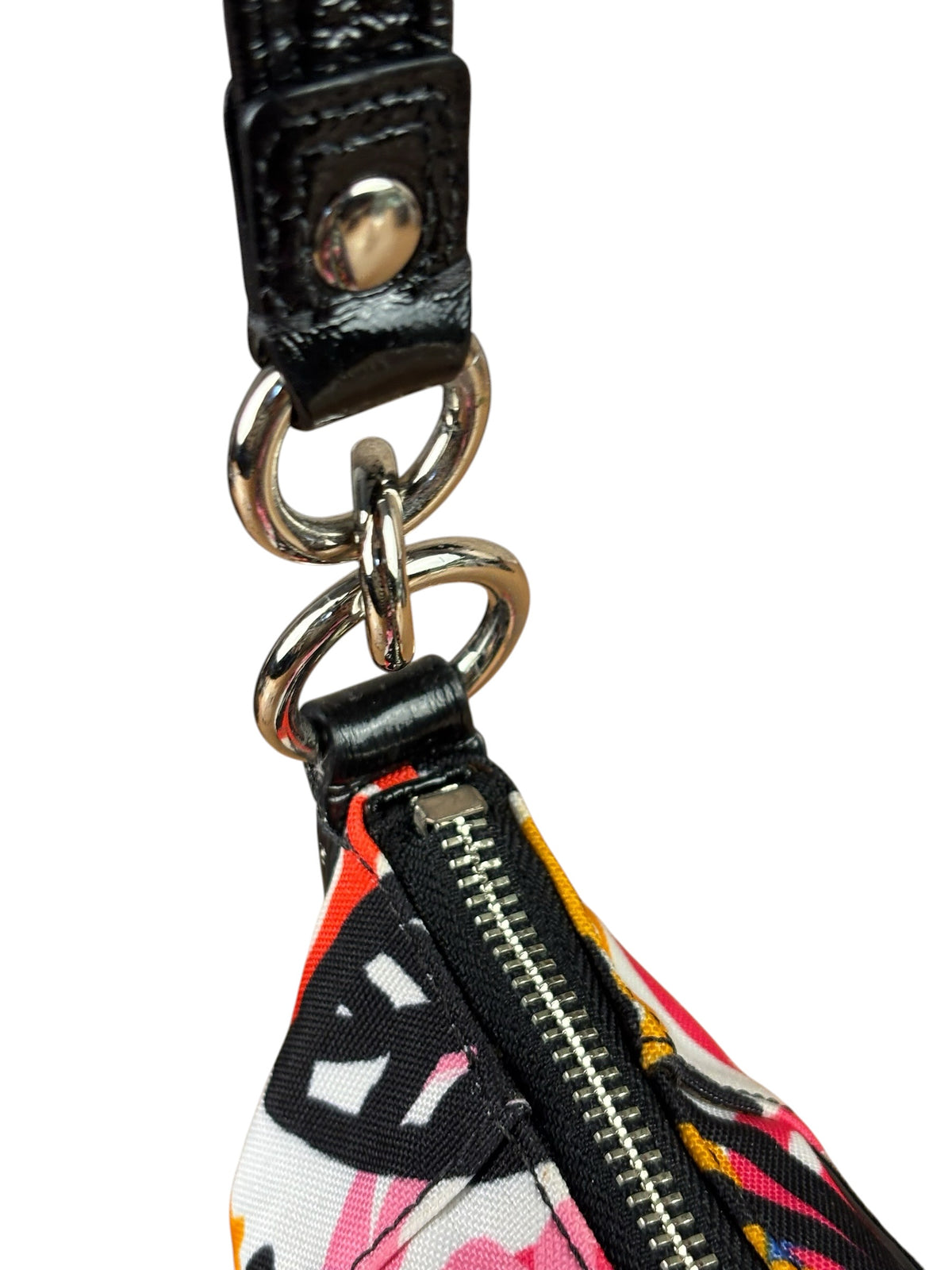Coach Colorblock Leather Trim Graphic Blossom Two-Way Hobo Bag