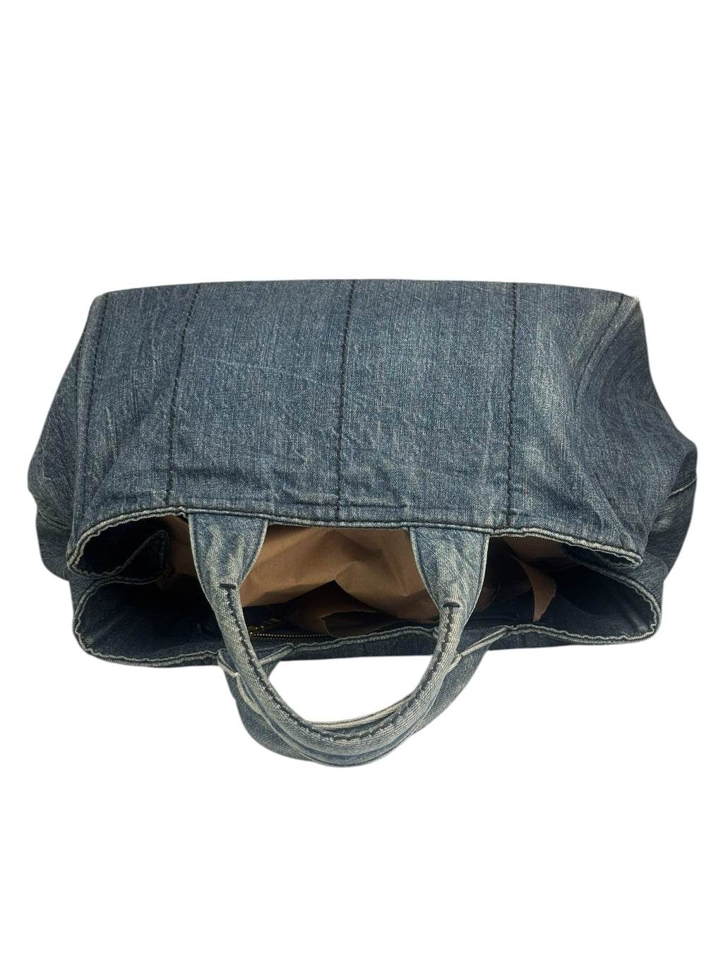 Prada Blue Denim Canapa Logo Large Tote Bag