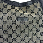 Gucci Black Leather Trim GG Supreme Hobo Bag