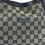 Gucci Black Leather Trim GG Supreme Hobo Bag