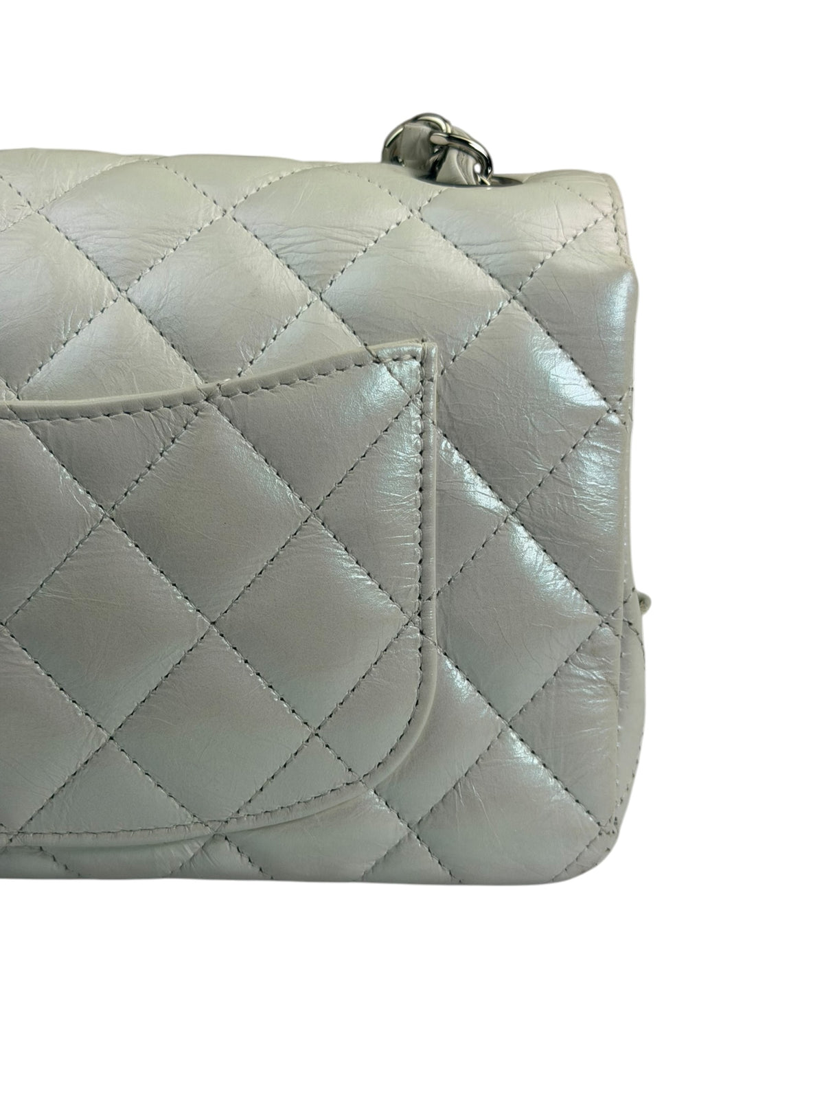 Chanel Metallic White Quilted Calfskin Small Flap Bag 2021