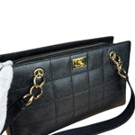 Chanel Black Choco Bar Stitch Caviar Chain Tote 2002