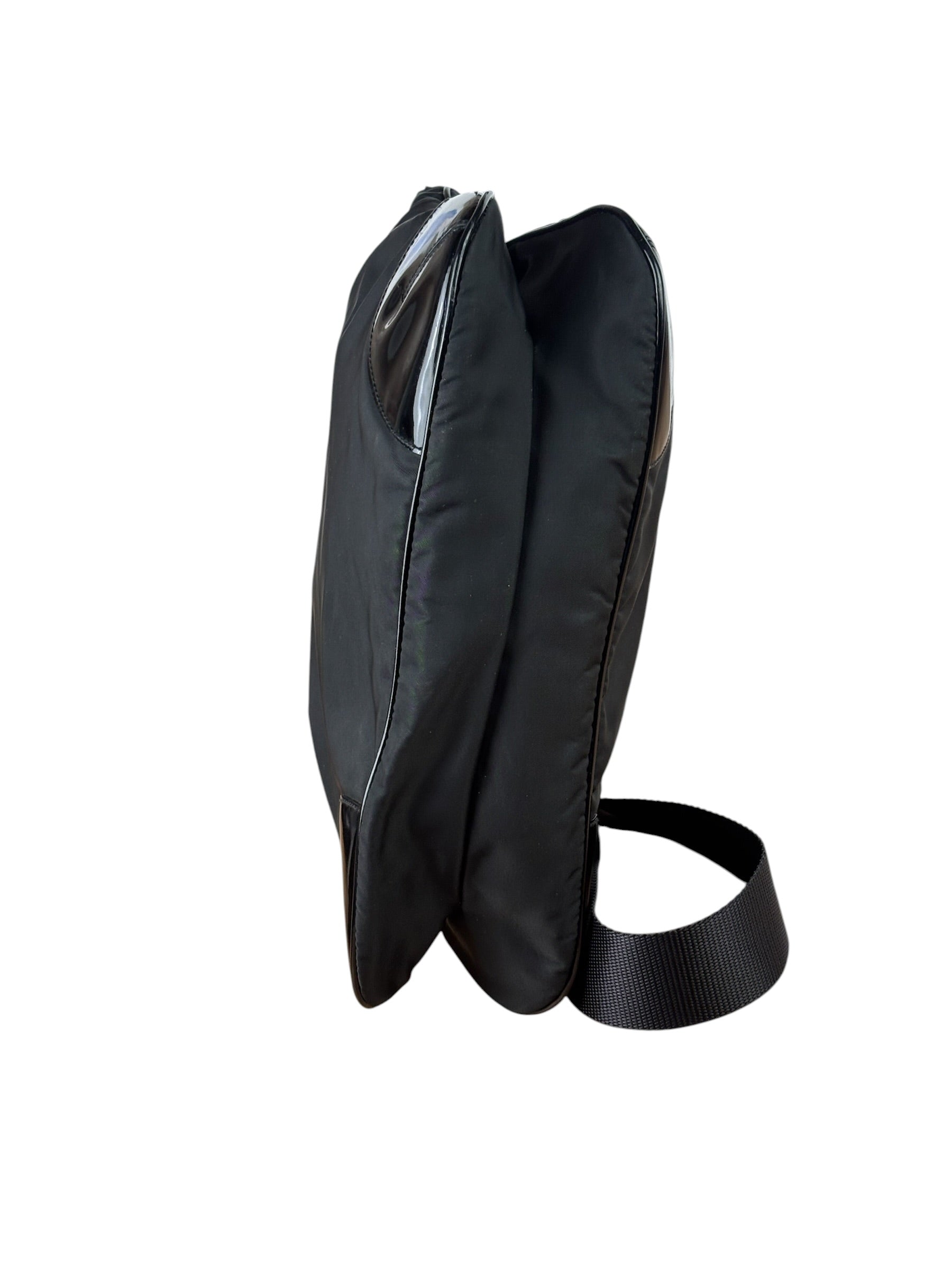 Prada Patent-Trimmed Nylon Crossbody Bag