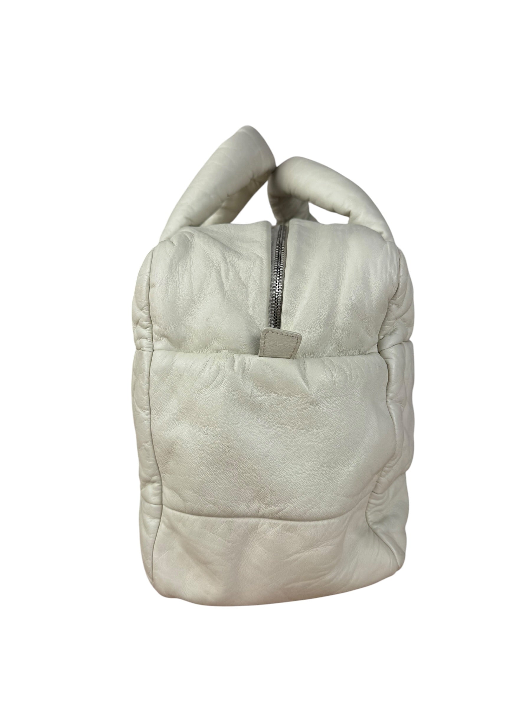 Chanel Coco Cocoon Ivory Puff Leather Boston Handbag 2009