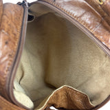 Loewe Vintage Brown Ostrich Print Leather Triangular Shoulder Bag