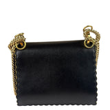 Fendi Black Leather Kan I Scallop Edge Flap Bag