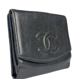 Chanel Navy Blue Leather Caviar Wallet