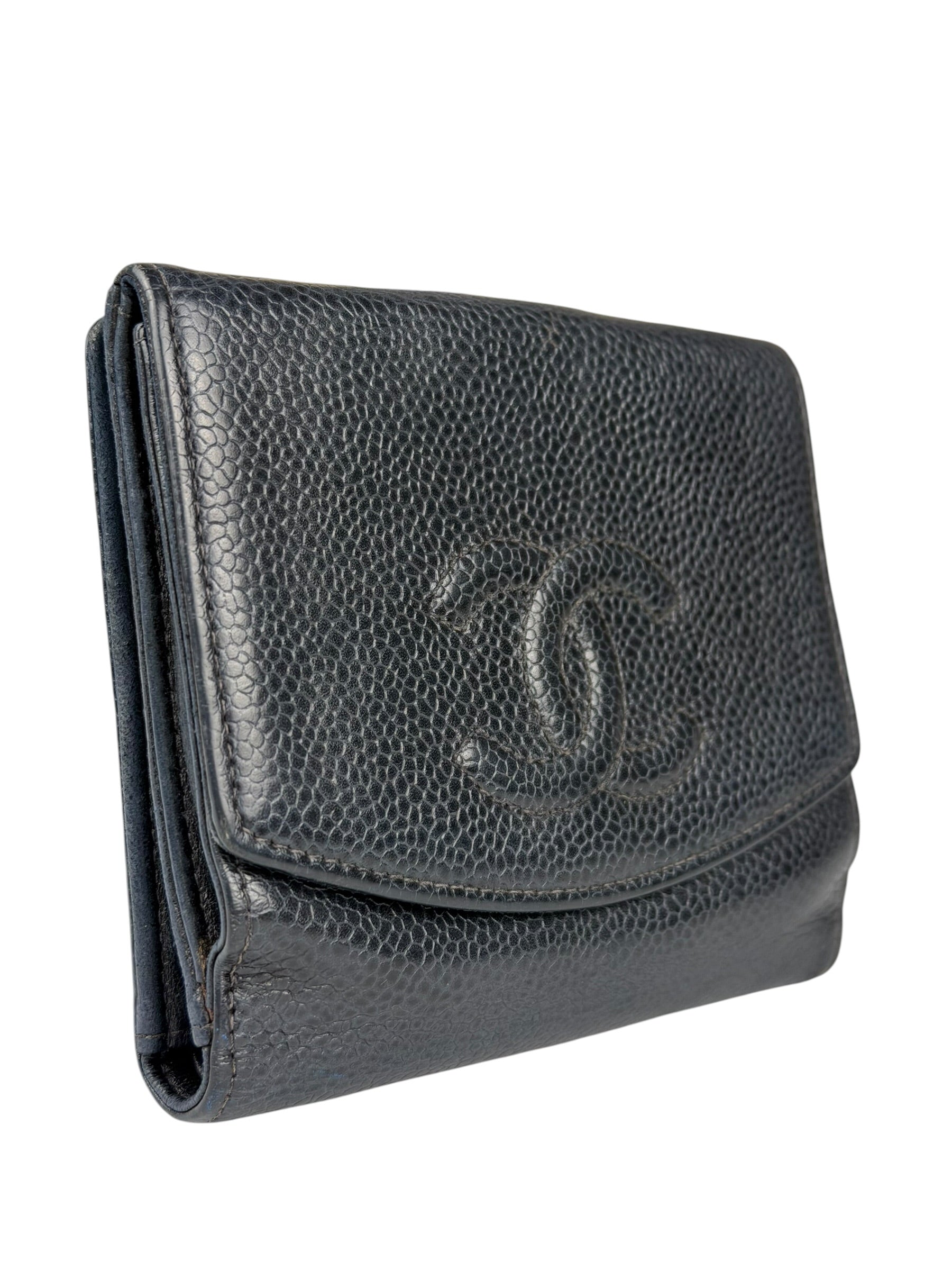 Chanel Navy Blue Leather Caviar Wallet