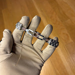 Fendi Navy Blue Rectangular Silver Link Dial