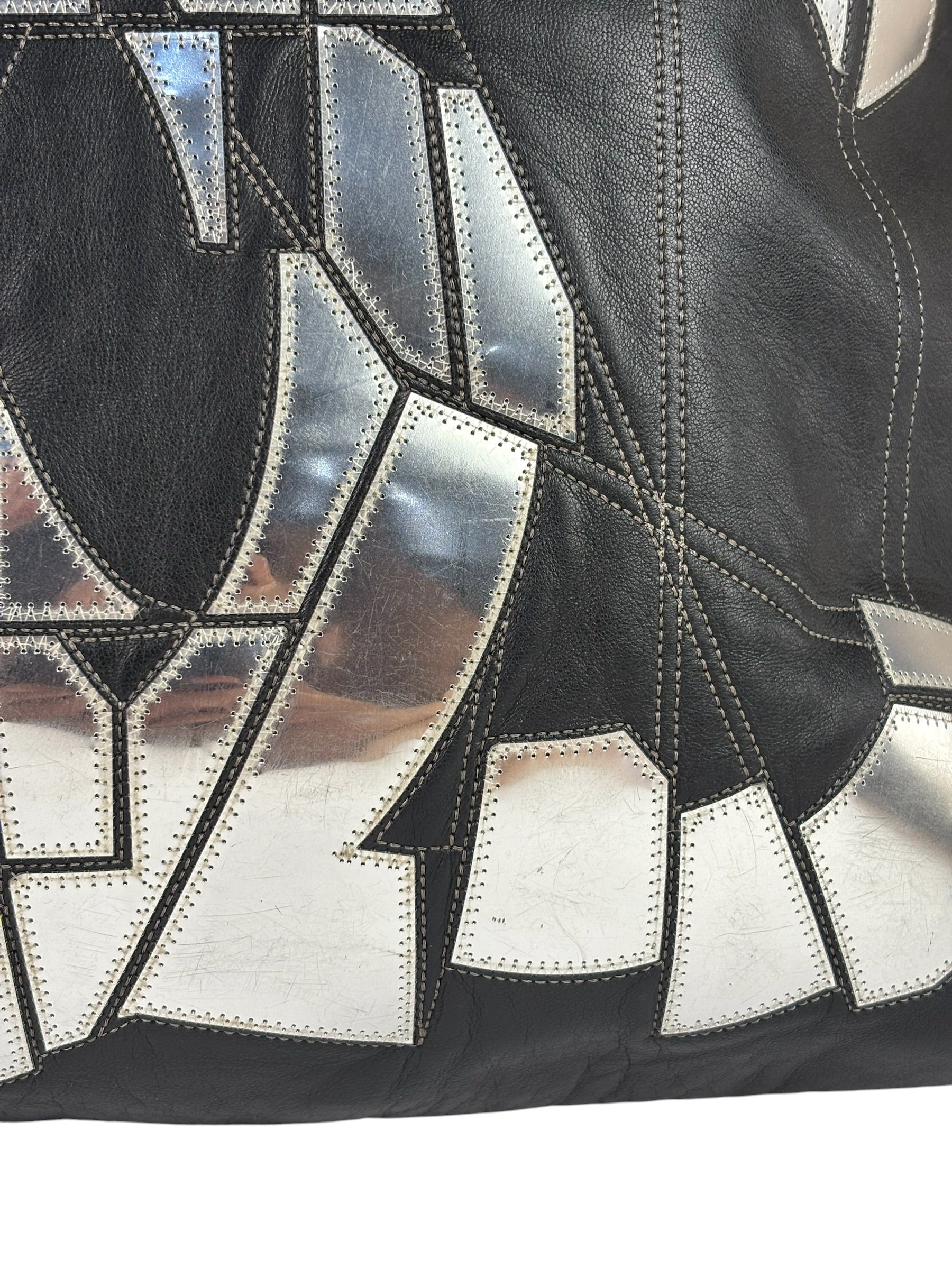 Chanel Black Leather CC Mirrored Mosaic Chain Tote 2008