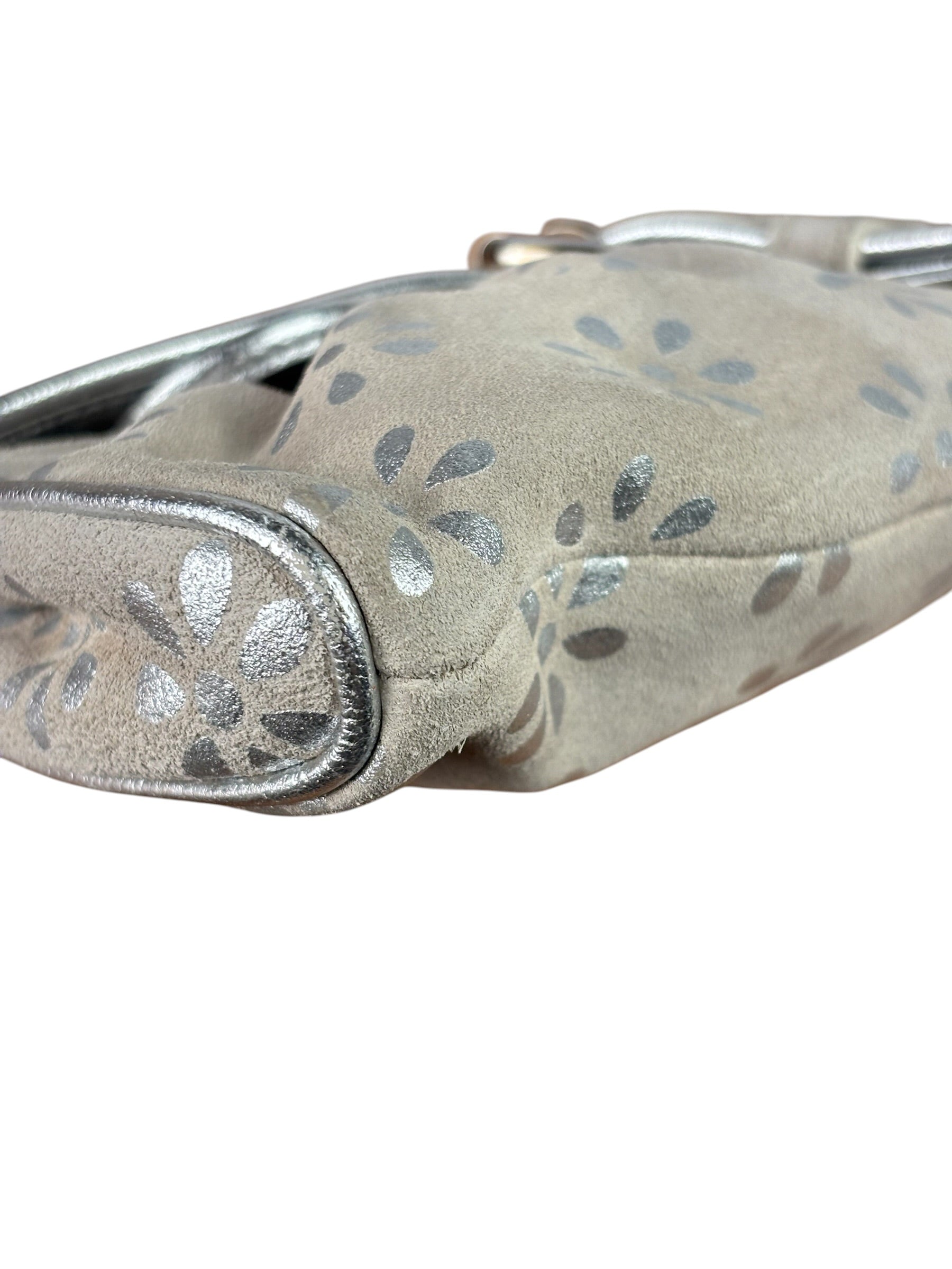 Celine Grey/Silver Suede/Leather Daisy Pochette