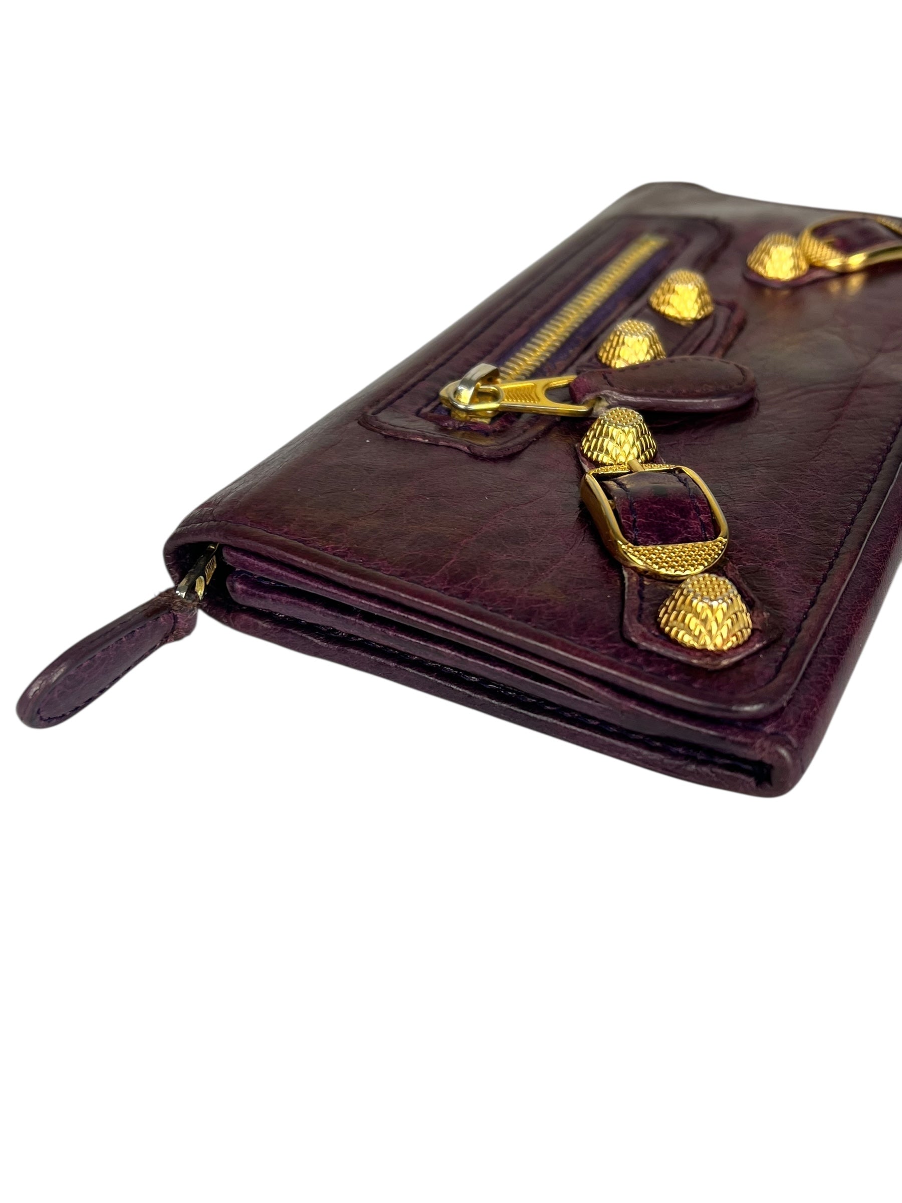 Balenciaga Purple Moto Flap Wallet