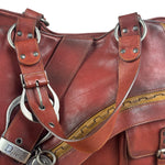 Christian Dior Burgundy Leather Gaucho Saddle Large Shoulder Bag