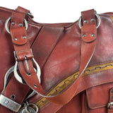 Christian Dior Burgundy Leather Gaucho Saddle Large Shoulder Bag