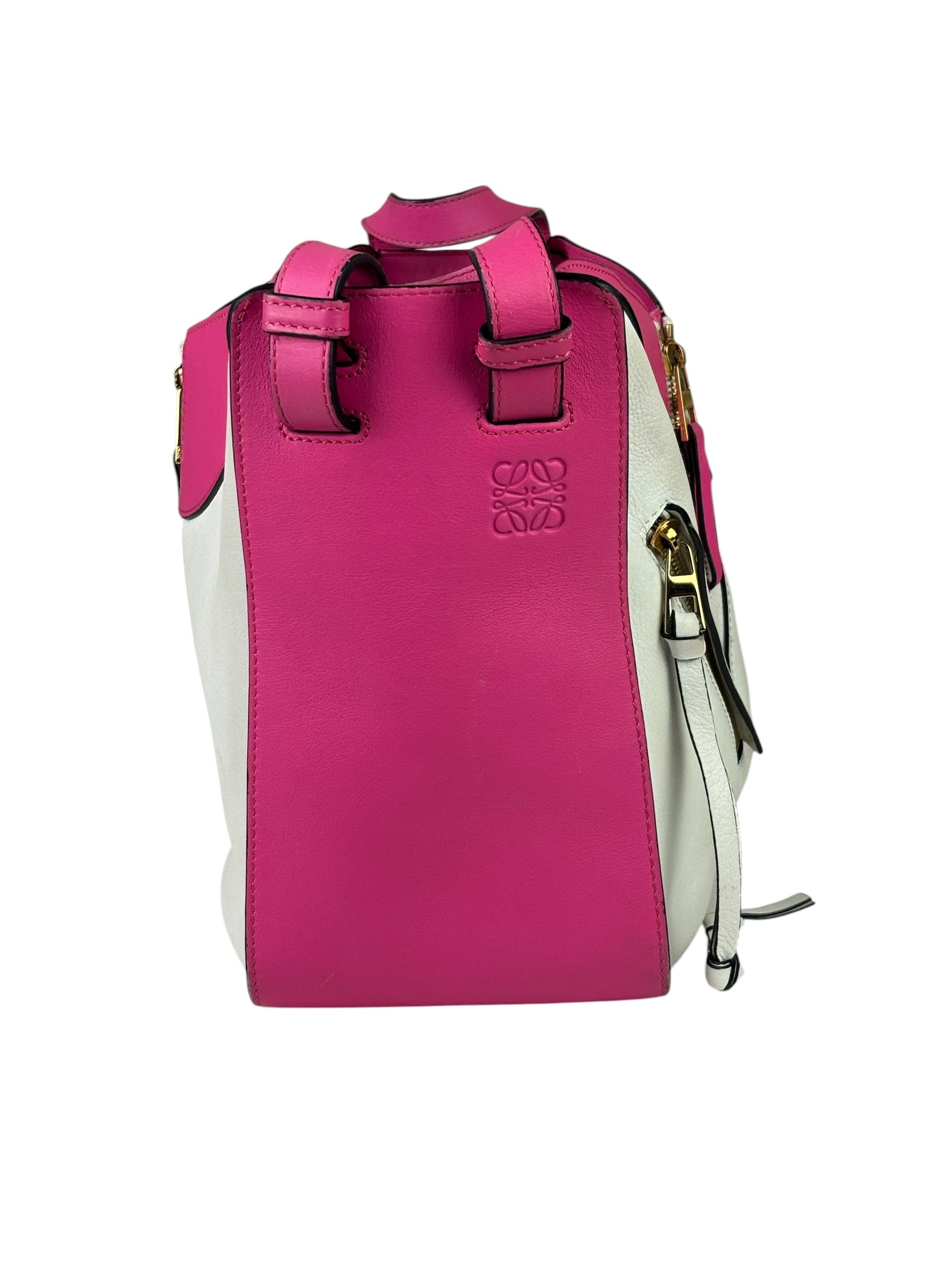 Loewe Pink/White Leather M Hammock Bag