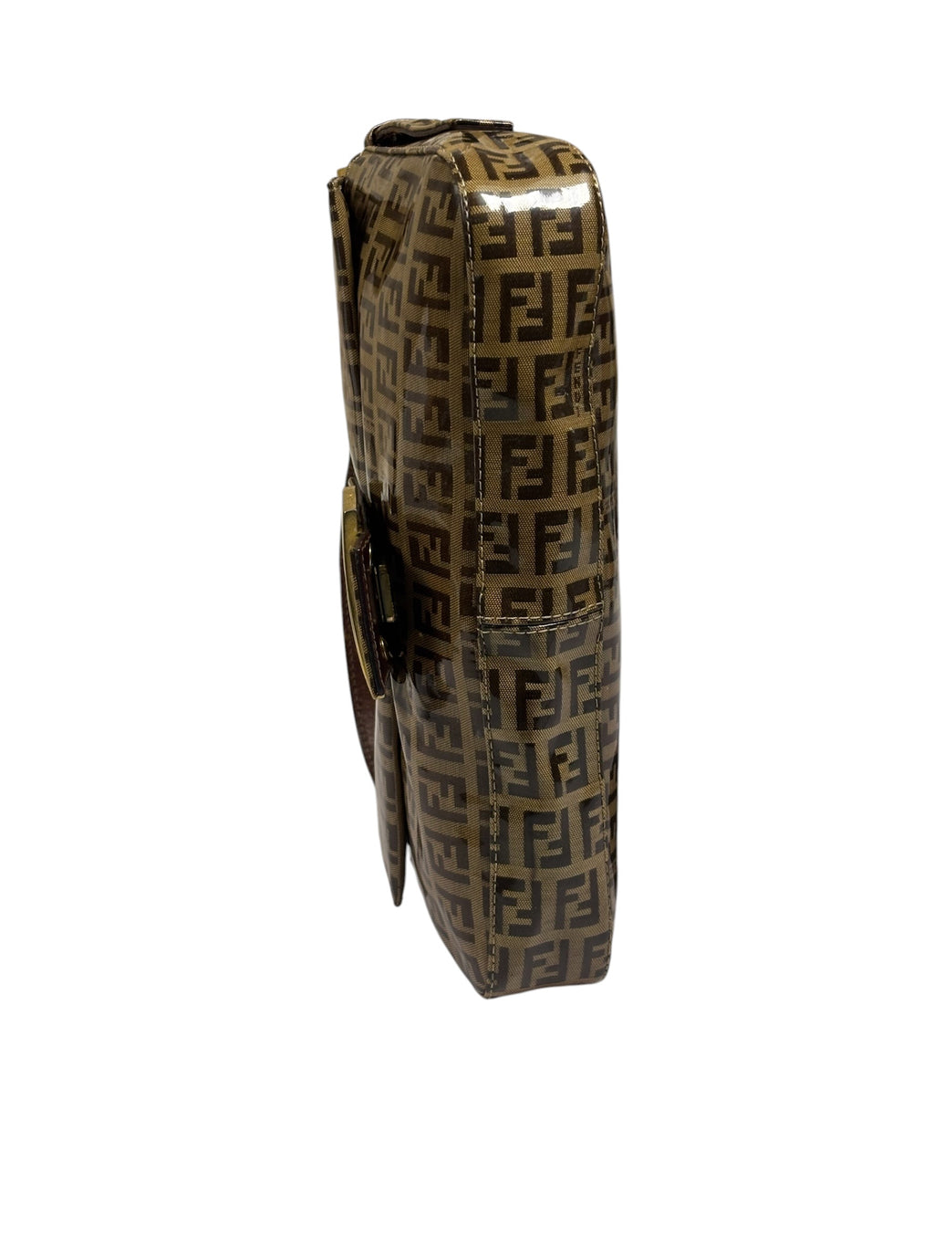 Fendi Brown Vinyl Zucca Baguette
