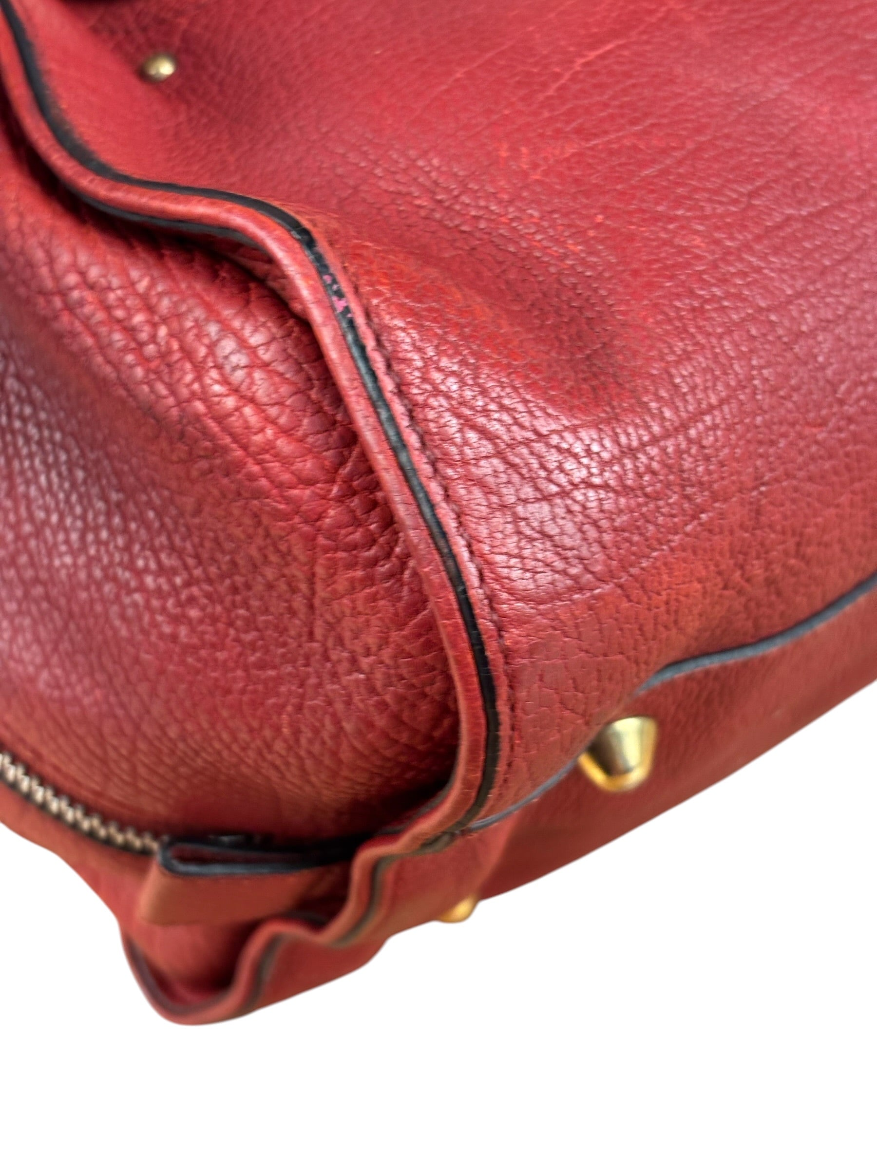 Chloe Red Leather Paddington Medium Satchel Two-Way Bag
