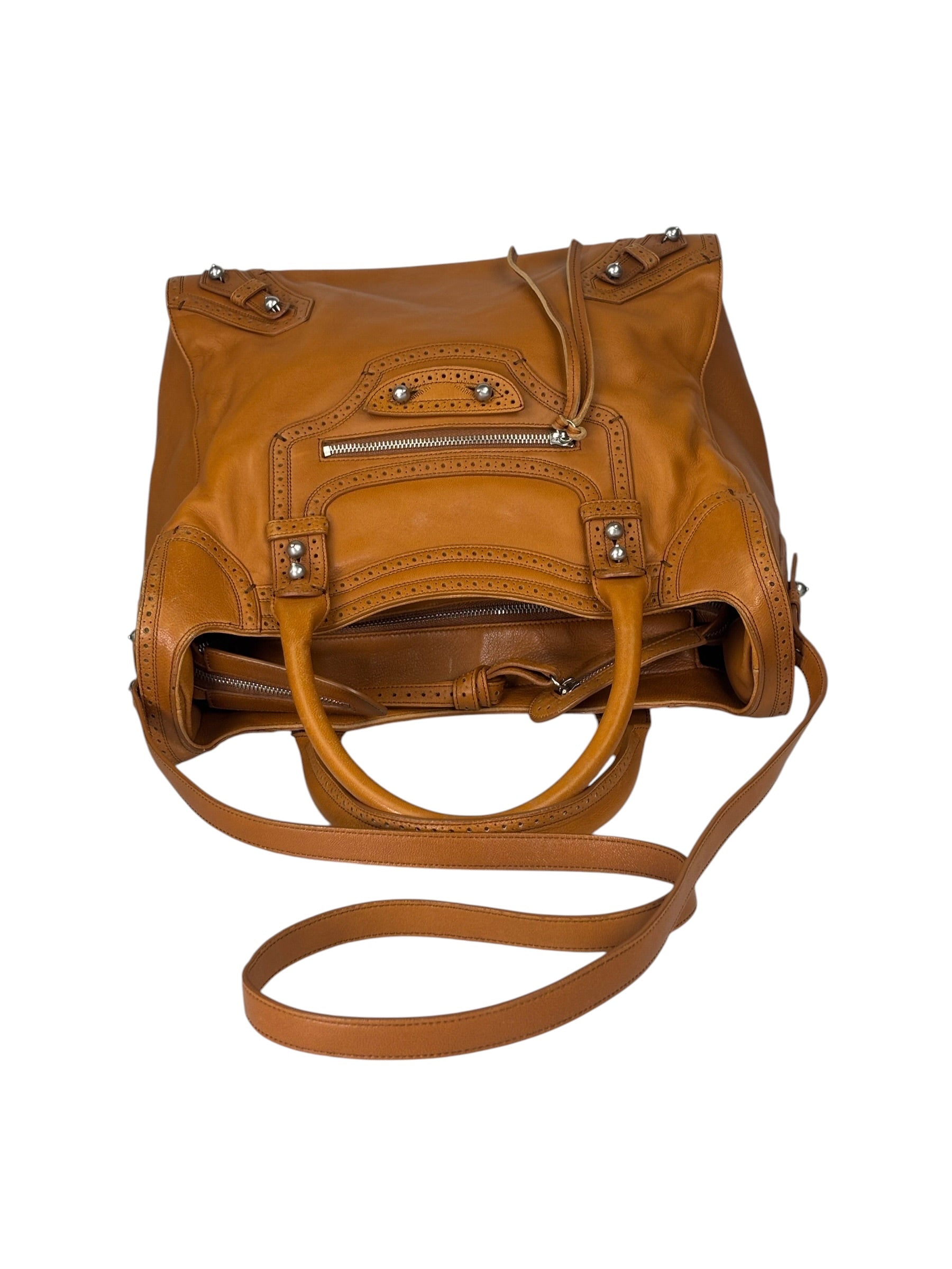 Balenciaga Brown Lambskin Riva Velo Two-Way Bag
