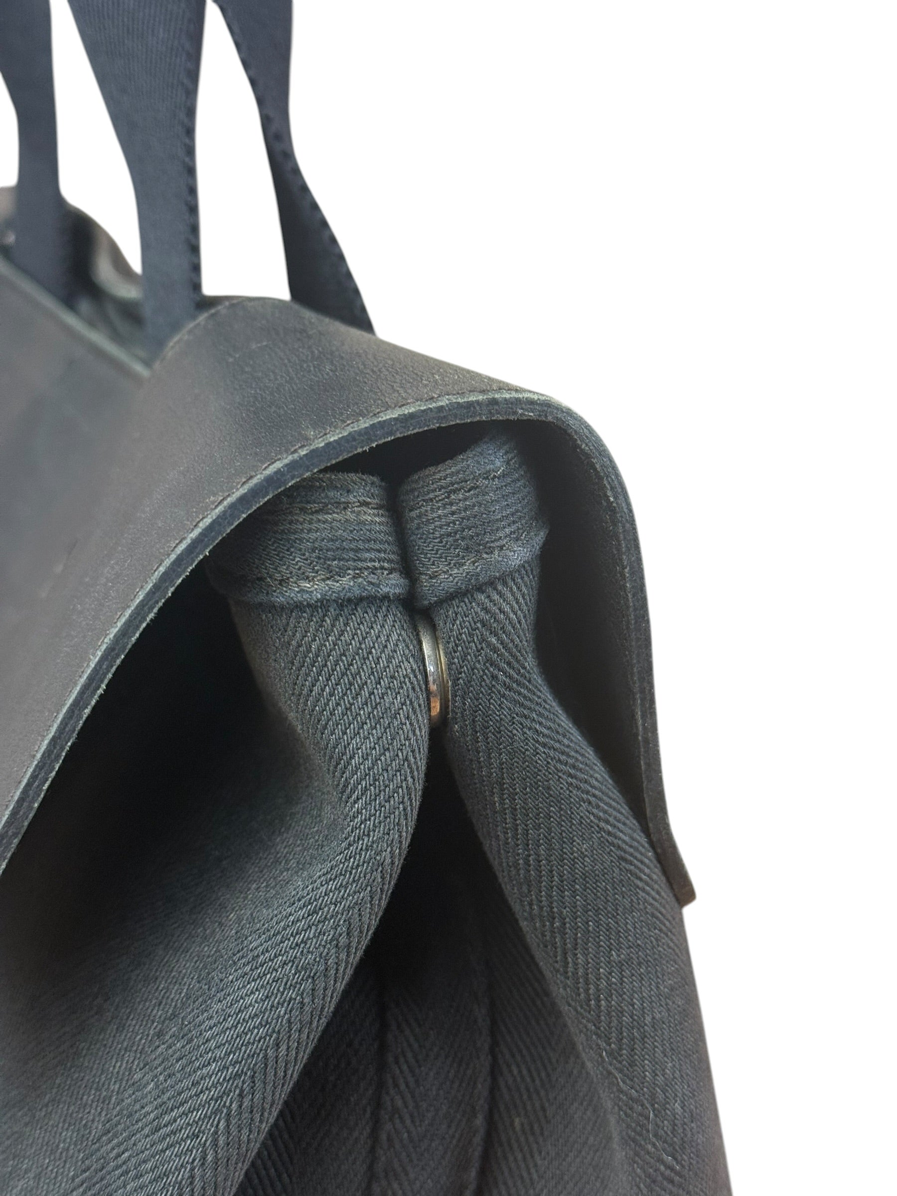Hermes Black Canvas Leather Valparaiso Handbag
